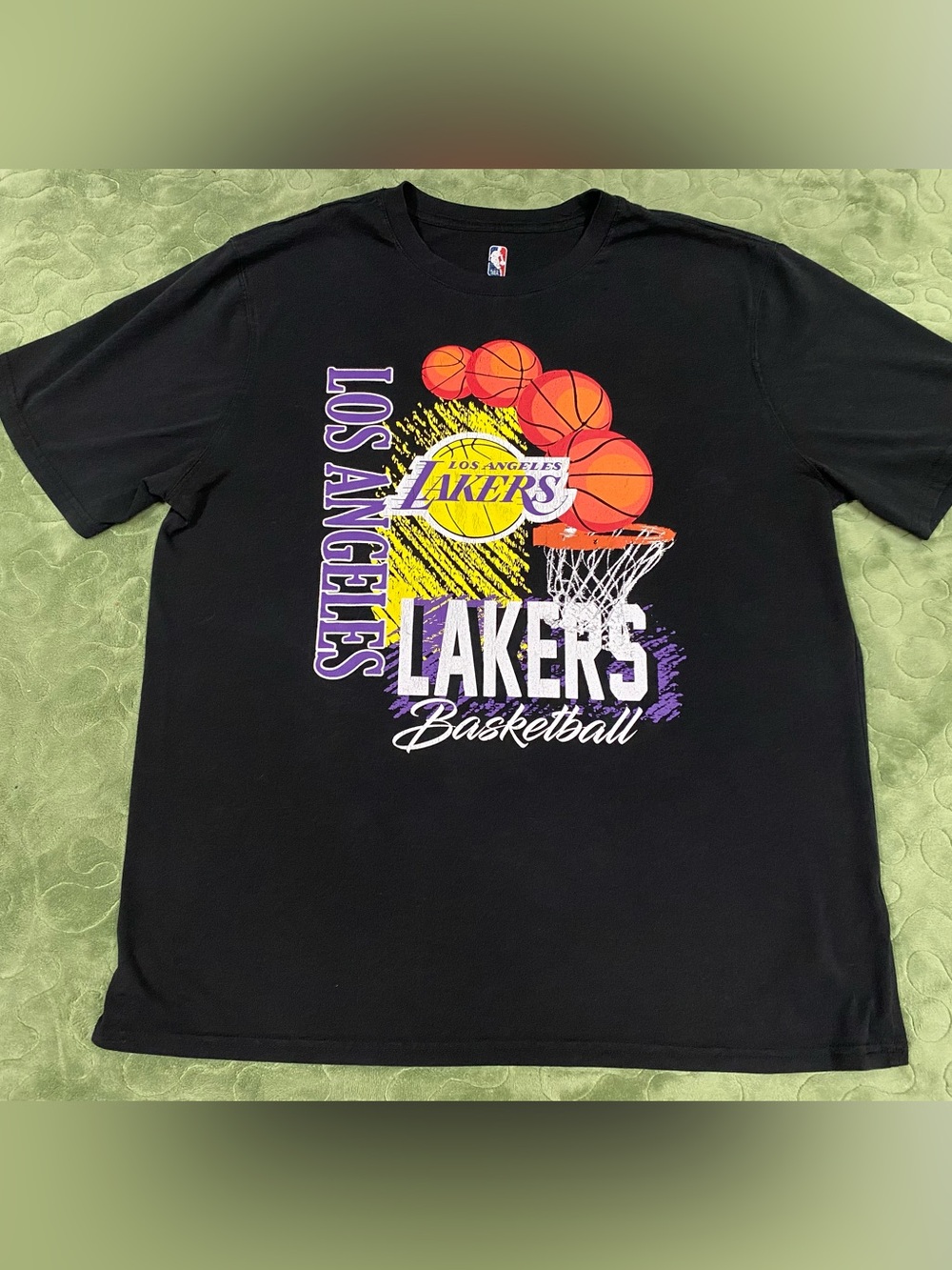 Los Angeles Lakers T Shirt Size 1X/XL Nba Black Basketball Hoop Rim